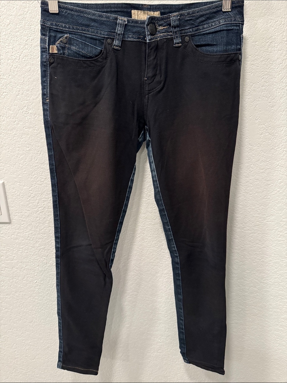 Two-Tone Black and Dark Indigo Skinny Jeans